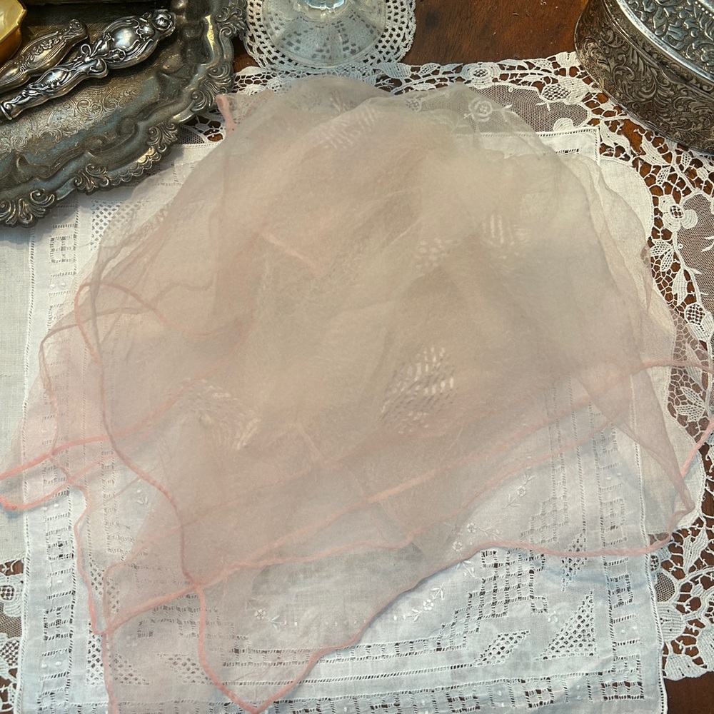 1950s 1960s Sheer Pink Scarf